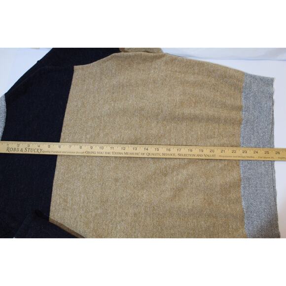 J Crew Tan Gray Black Color Block Knit Sweater Crewneck Men's L/XL Wool Blend - Picture 9 of 10